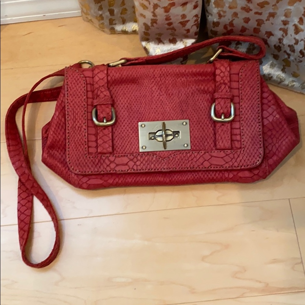 Carla Mancini Matte croc leather satchel bag